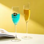 Wedding Engagement 258ml Etched Champagne Glasses 9 Ounce Mouth Blown Lead Free