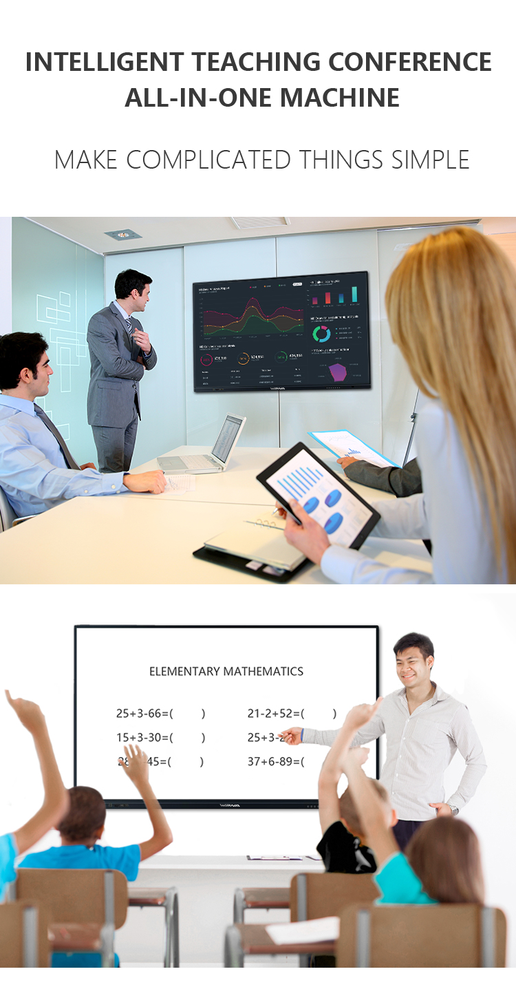 128G ROM 75 Inch Smart Interactive Whiteboard Ir Touch For Teaching Business Office