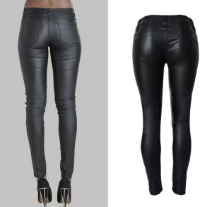 China fashion&amp;casual high waist pu leather long pencil pant trousers for women wholesale