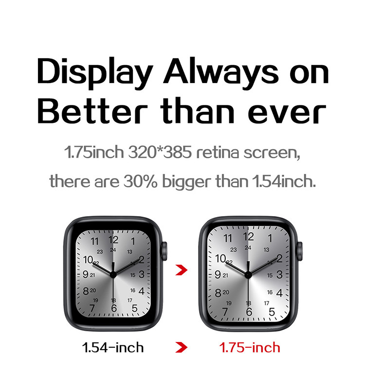 Sleep Monitoring 1.75 Inch T500 Smart Watch 200MAH 3D UI