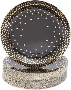 China Dessert 7 Inches Gold Foil Compostable Paper Plates For Cake Dessert wholesale