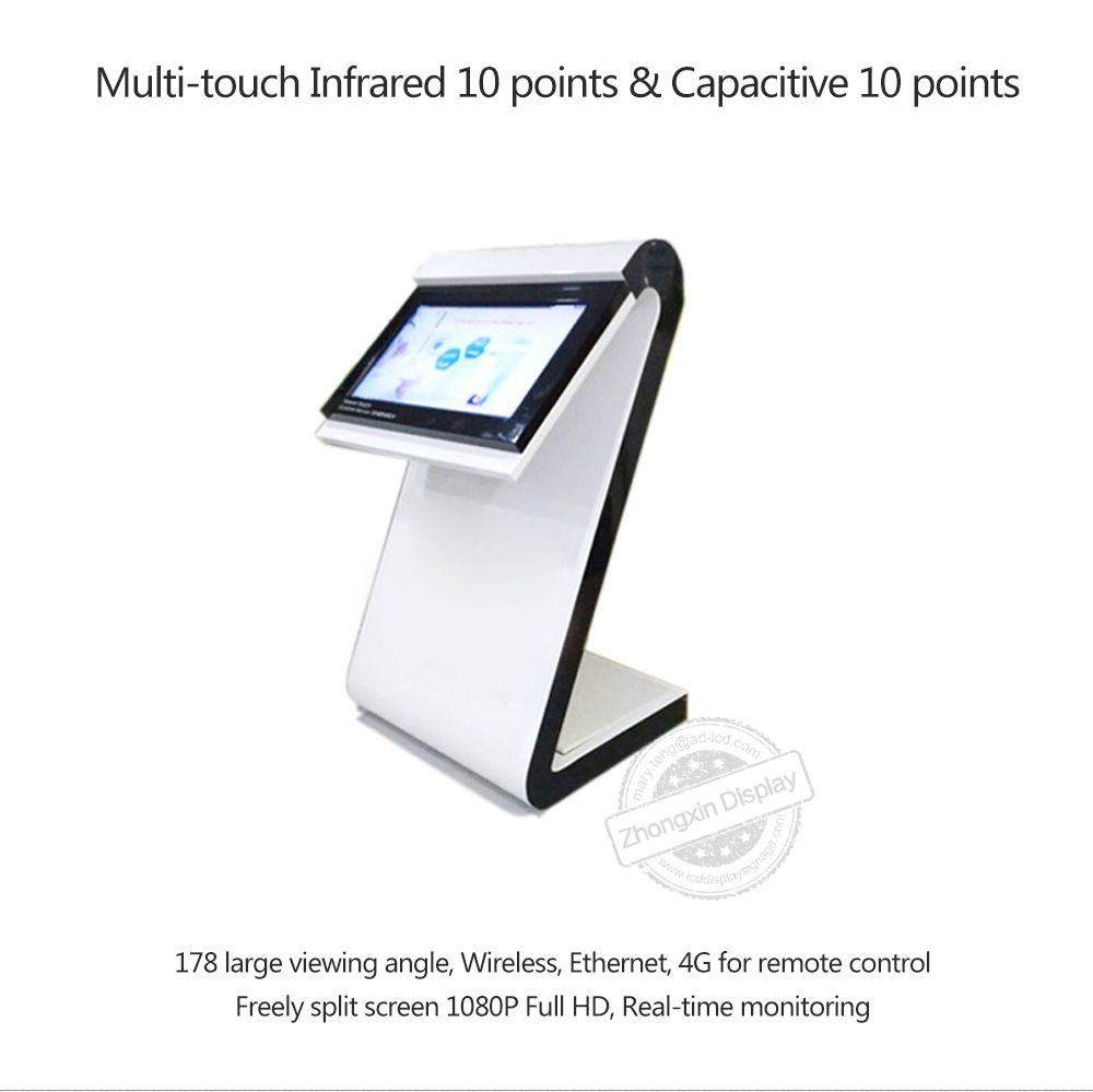 Panel Type TFT LCD Screen LED Light 19inch Smart Touch Screen Table Stand For Restaurants