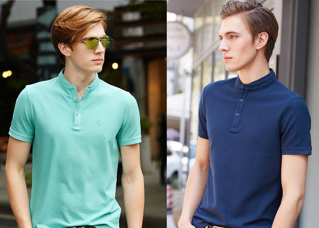 Men'S Navy Color Personalized Polo Shirts Stand Collar Fashion T - Shirt