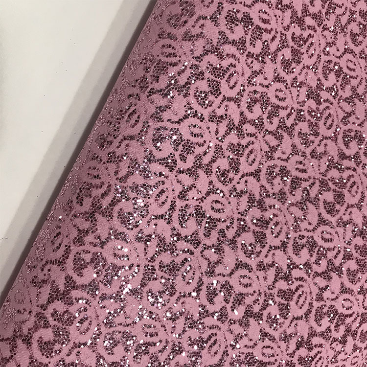Good Quality Mesh Glitter pu shoe Leather
