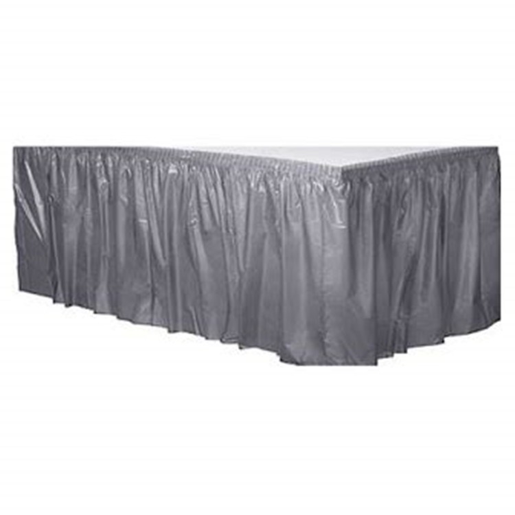 Oil Proof Disposable Plastic Table Skirts With Built - In Adhesive Line