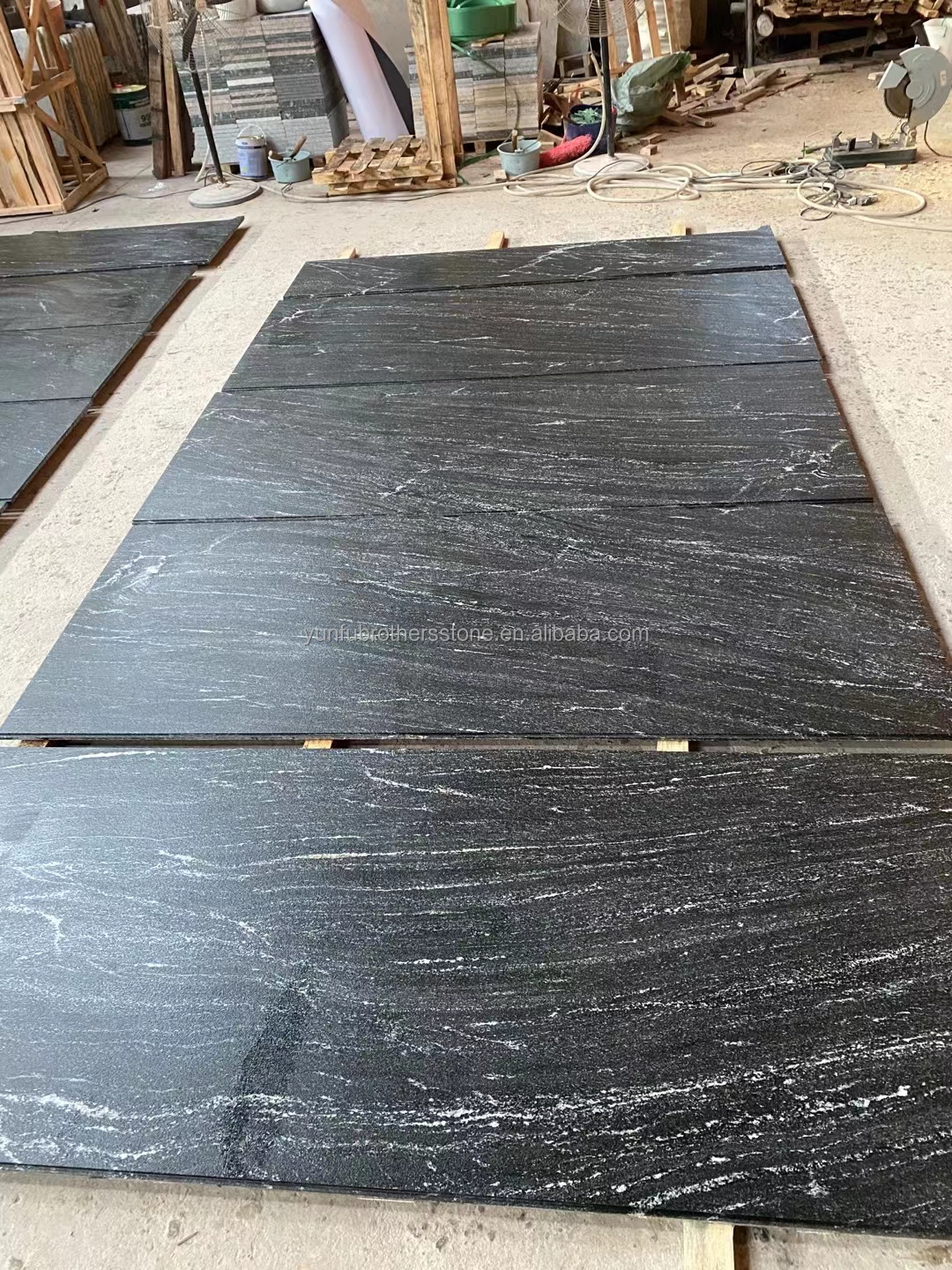 Via Lattea Black Granite Honed Cut-to-Size Tile for Classic and Elegant Floor Pattern