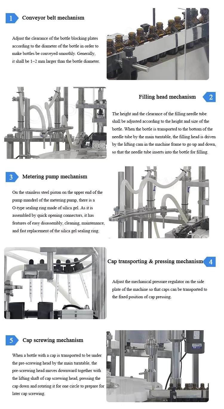 Tincture Perfume Glass Bottle Vial Filling Capping Machine 316SS