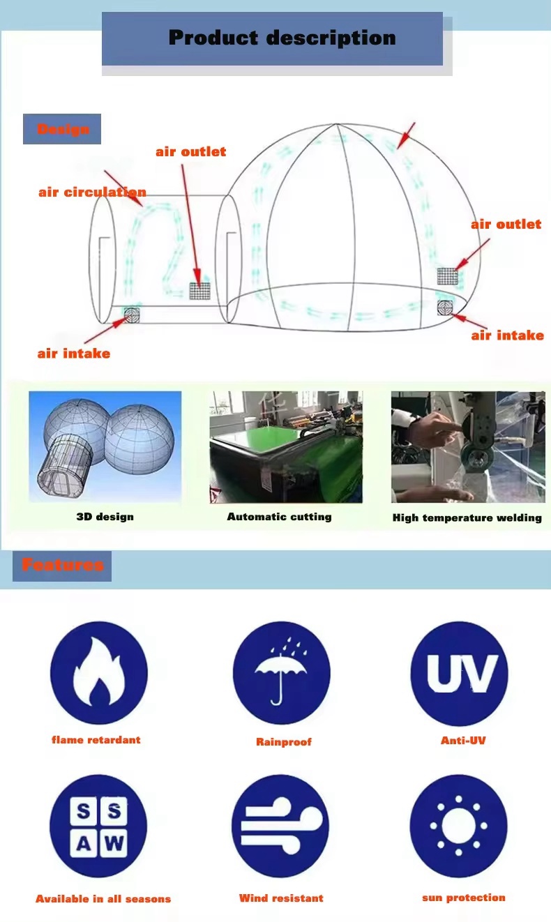 Customized Size and Repair Kit Accessory Pink Inflatable Bubble House for Commercial