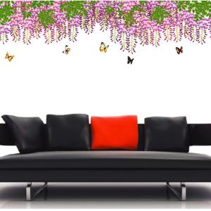 China Beautiful Vinyl Flower Removable Wall Stickers Uv Resistant For Home wholesale