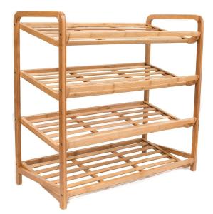 China 4 Tier Bamboo Home Furniture Wooden Shoe Racks And Organizers Free Standing wholesale