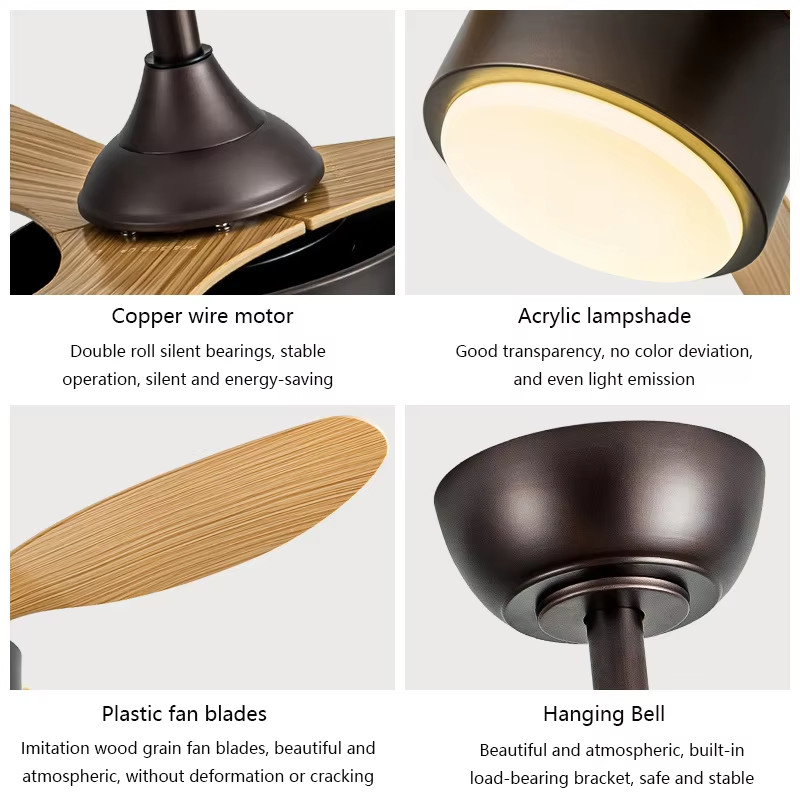 Modern 42/52 Inch LED Ceiling Fan with Mute Light Iron Body & Remote Control for Living Room Use-Direct from Factory