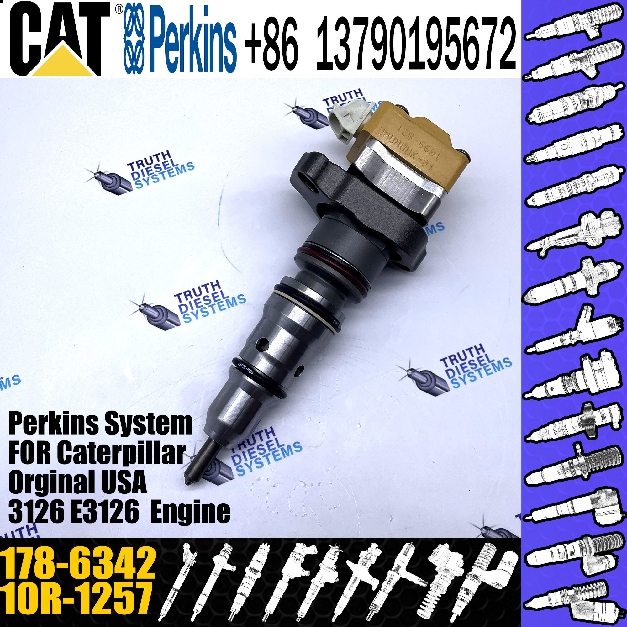Fuel Injector Diesel Fuel Injector 128-6601 1286601 10R-0782 178-6342 for CAT 3126 E3223C 3126B Engine Parts