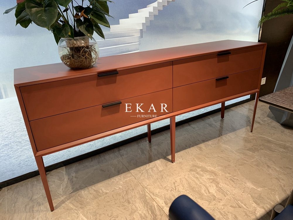 Modern Red Color Buffet Cabinet Sideboard With 4 Drawers