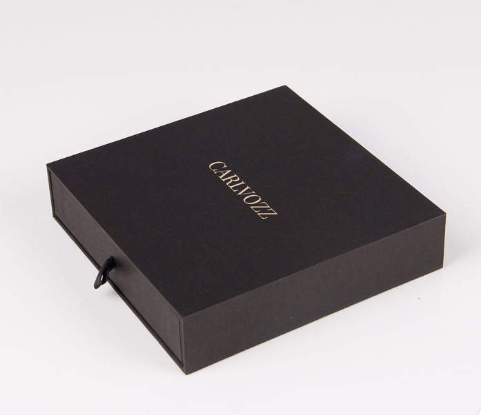 Custom Scarf Gift Box , Rigid Drawer Boxes With Black Ribbon 18cmx14cmx6cm