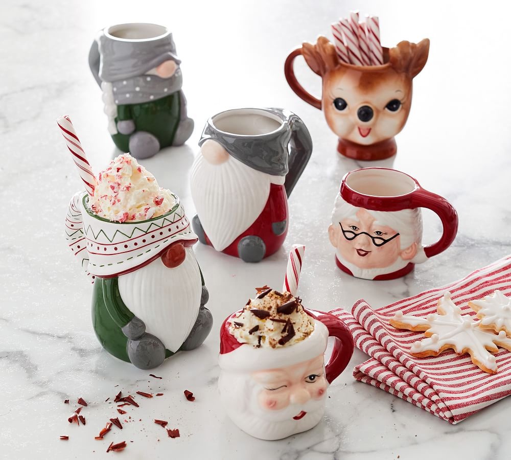 12oz 350ml Ceramic Milk Mugs Hand Painting 3D Relief For Christmas Festive
