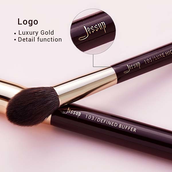 Natural Hair 5.6'' 6.9'' Pro Makeup Brushes Set Zinfandel Grape Color