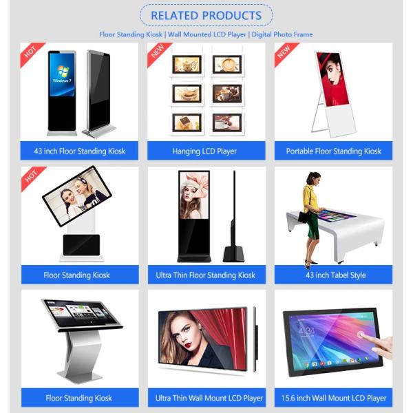 Full Color Digital Signage Floor Stand , 55" Ultra Slim Floor Standing Kiosk