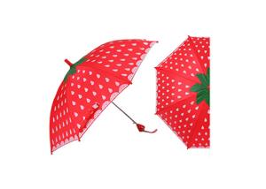 China Lovely Strawberry Handle Kids Compact Umbrella 18 Inch Kid Safe Design wholesale