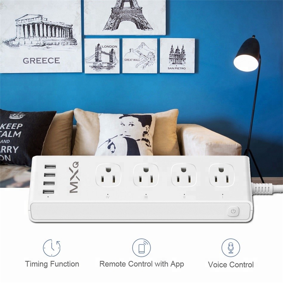 1250W 125V 10A Wireless Smart Power Strip Free App Control US Standard