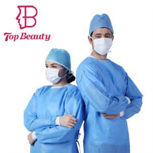 China Pp Disposable Surgical Gown Blue Disposable Coveralls Breathable Fluid Resistant wholesale
