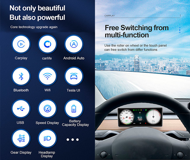 12V Tesla Model Y Display Bluetooth Tesla Model 3 Instrument Panel ON Dashboard