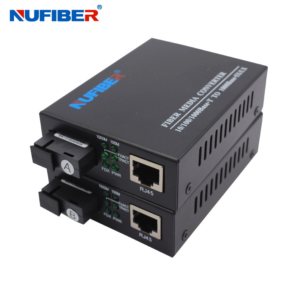Simplex 1310 / 1550nm 20km SC Gigabit Media Converter 10/100/1000M