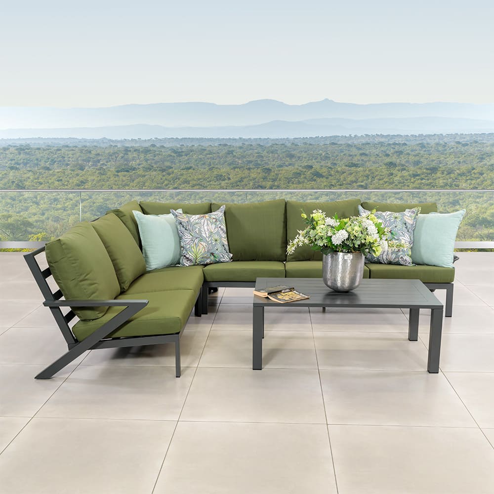 AJUNION Aluminum Frame Outdoor Corner Sofa Lounge Set Sectional Garden Furniture Set