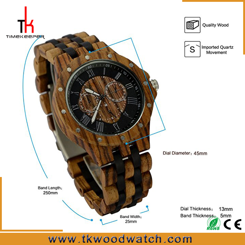 Hot selling japan movement Fashion design whosale wood watch