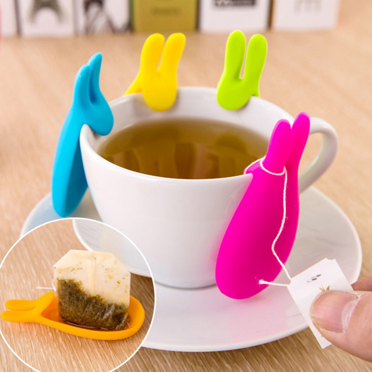 Beautiful Rabbit Tea Bag Holder Cute Silicone Cup Hanging Tool Gift Coffee Tea Spoon Holder