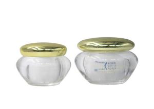 China 15g 30g 50g Ivory Acrylic Cosmetic Cream Jar , Cosmetic Cream Containers Golden Lid wholesale