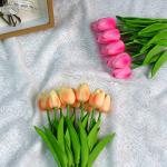 PU Tulip Plastic Flower Soft Decoration Indoor And Outdoor Silk Flowers Colorful