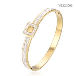 China Durable 14 Karat Gold Rhinestone Bracelet Light Luxury Square Rhinestone Bangle wholesale