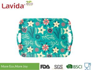 China Top Selling Cheap price customized prints Anti-slip Bamboo Fiber Tray Wooden Food Tray Plastic Serving Tray 3-pc set wholesale
