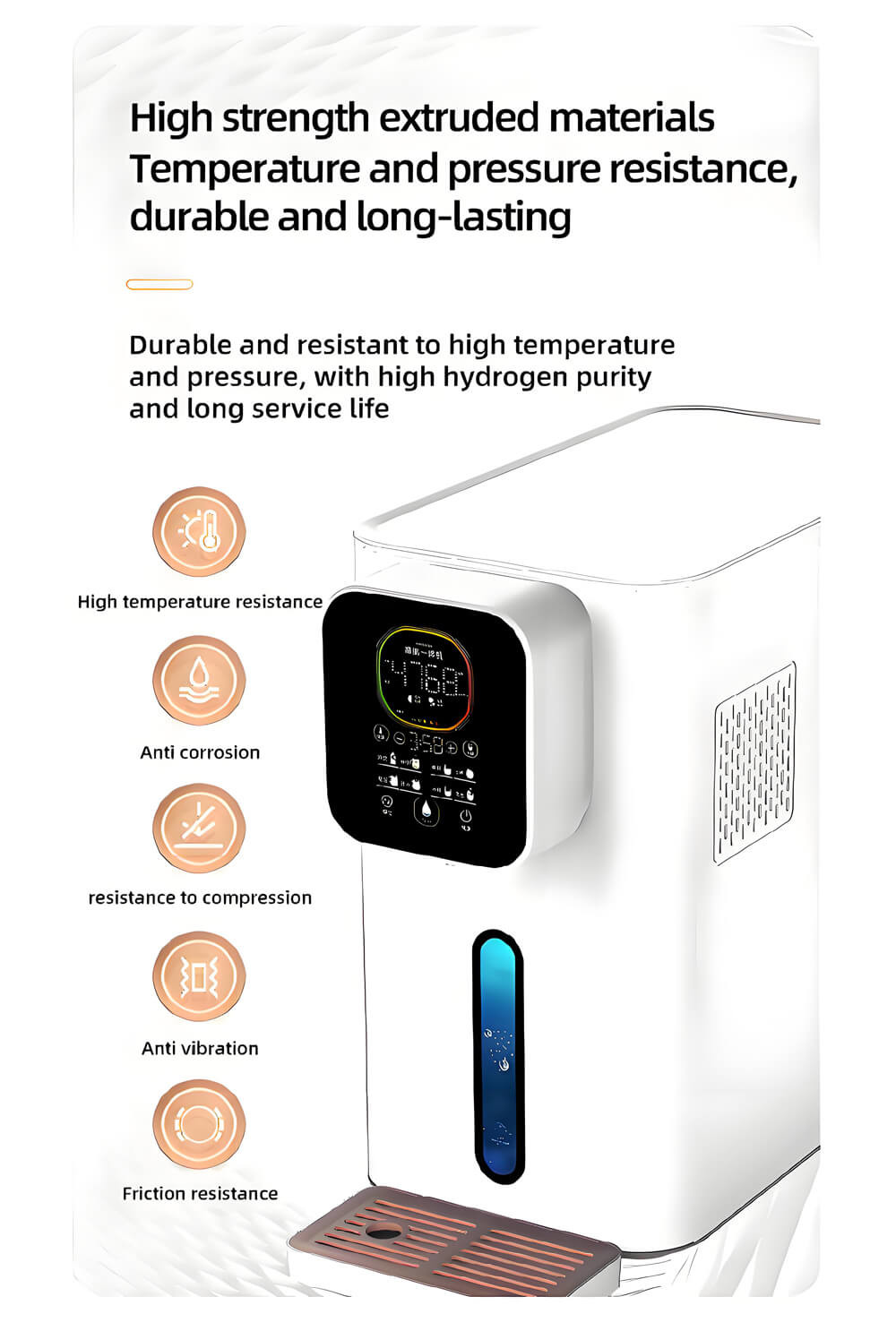 Free Installation Hydrogen Water Dispenser Anti Vibration Friction Resistance