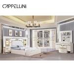 White Home Wooden Leather Queen Bed Set Villa Master Room Wood King Size Mdf