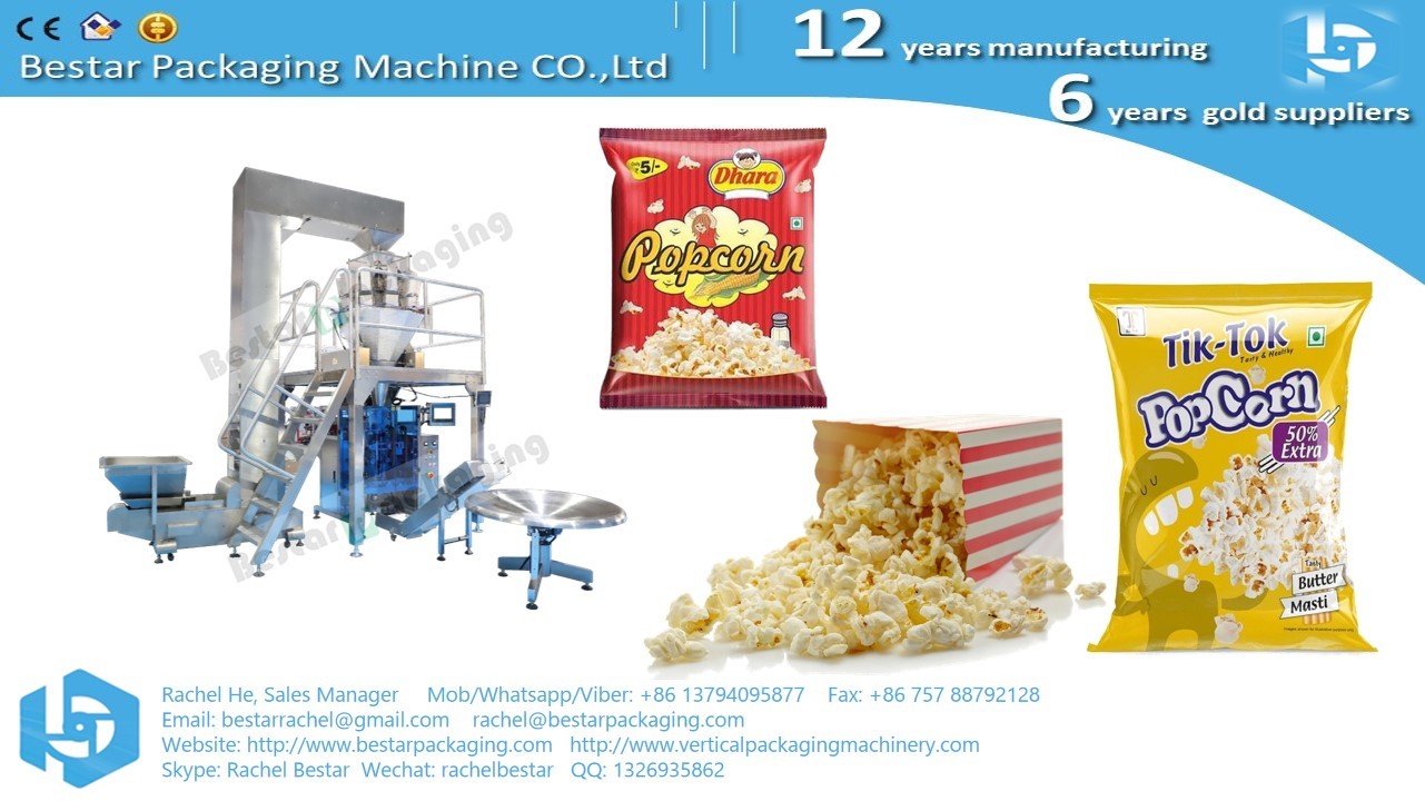 Popcorn snack automatic packaging machine full set stainless steel frame