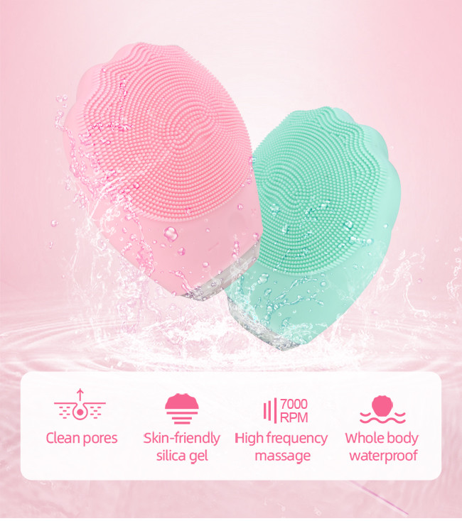 Waterproof Rechargeable 700 RPM 70g Silicone Facial Cleansing Brush