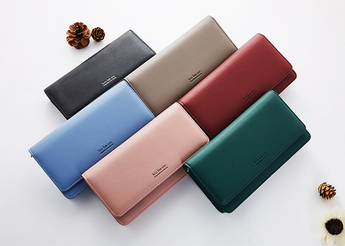 Ladies Simple Pu Leather Shoulder Bag , Oem Slung Fashion Long Wallet