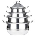 Multifunction Stackable Flat Bottom Kitchen Cooking Pot Set Stainless Steel