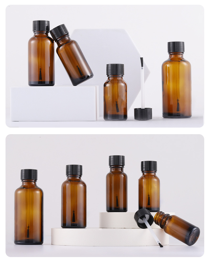 Stock Amber Glass Bottle for Essential Oil and Nail Polish 5ml10ml15ml20ml 30ml 50ml 100ml Surface Printing Screen Printing
