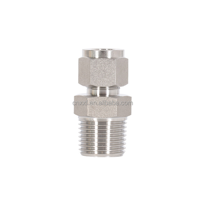 Customized Support OEM Stainless Steel 1/8-4 Inch Male Connectors Twin Ferrule Compression Tube Fittings for Sanitary