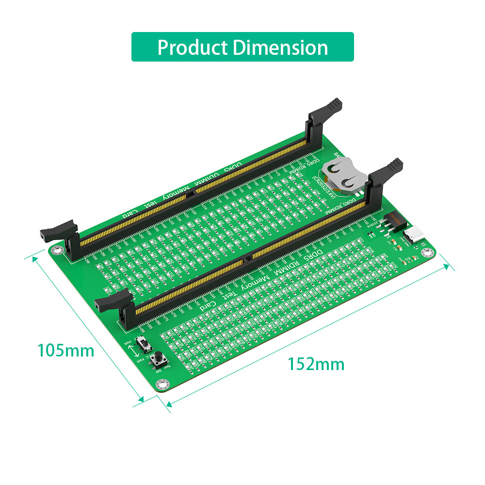 DDR5 RDIMM / UDIMM Memory Tester With Long Latch, Desktop Computer DDR5 Memory Test Card