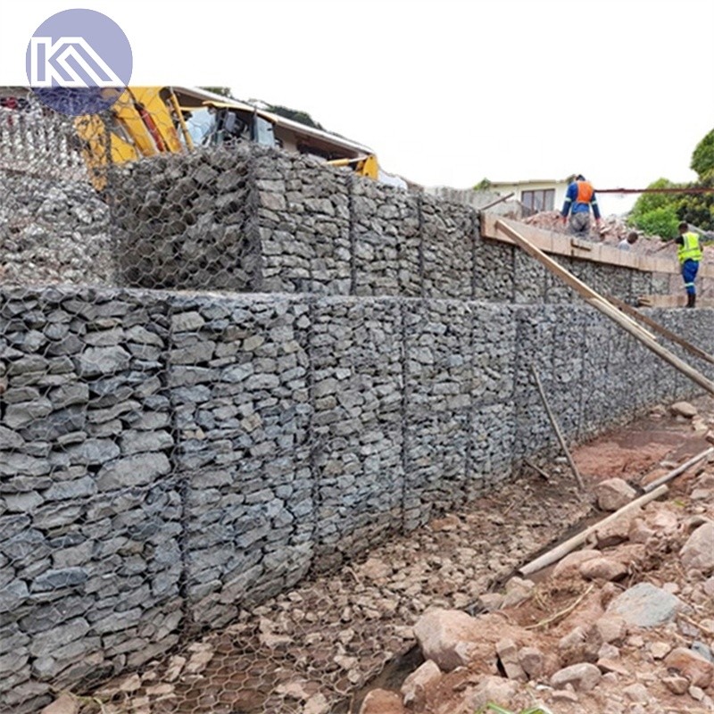 Galfan Woven Gabion Cage 4.0mm Drainage Canal Reinforcement Flexible Mesh Anti Clogging CE Certified