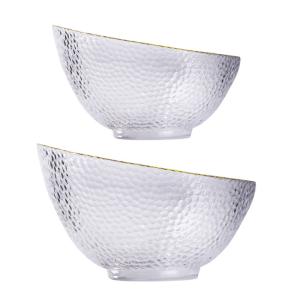 China Handmade Bevel Clear Lead Free Glass Bowls With Gold Rim wholesale