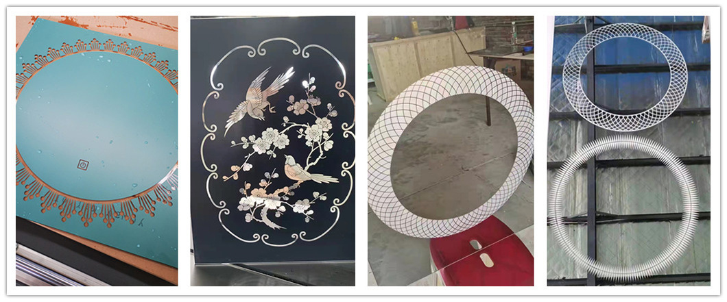 2022 New Sandblast Designs Glass Makeup Mirror for LED Touch Decorative Mirror