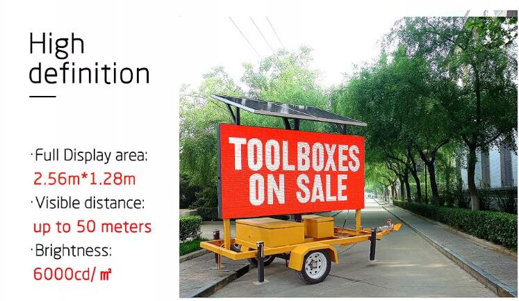 1pcs Outdoor Highway Traffic LED Message Board Screen with Trailer 256*128 32768 Dots