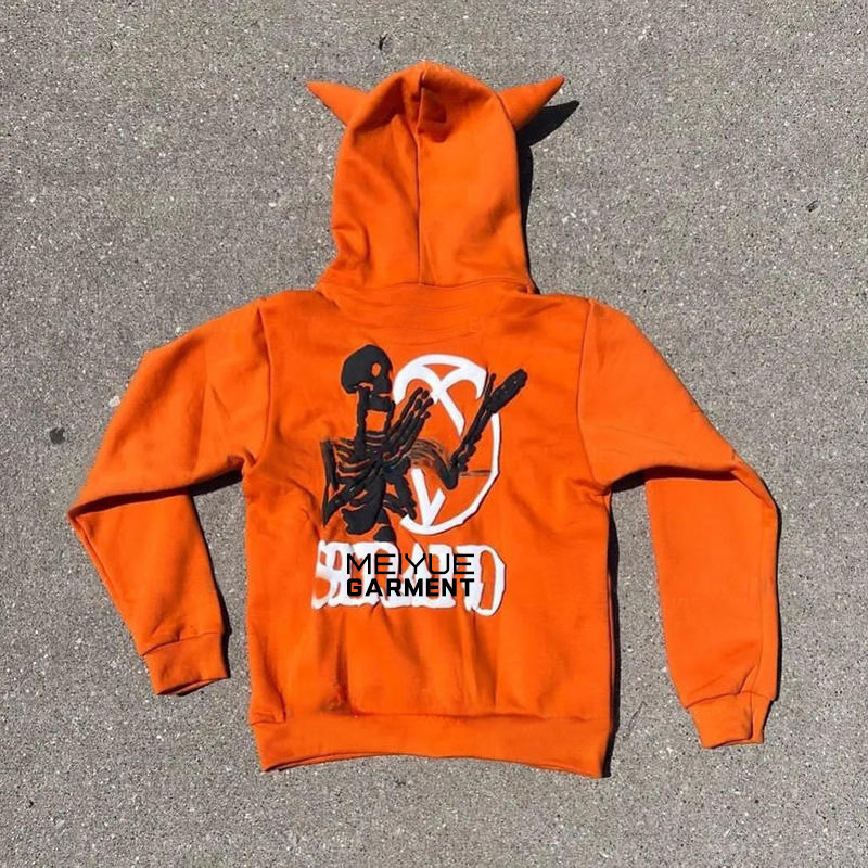 Custom Hoodies 3d Puff Print Logo French Terry No String Sweatshirts Heavy Cotton Full Face Zip up Hoodie Unisex for Men