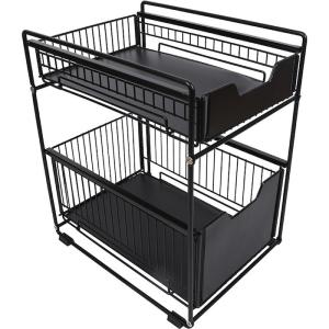 China 37L*21.5W*43Hcm Stainless Steel Kitchenwares 2 Tier Kitchen Storage Rack wholesale