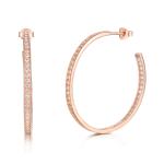 Hoops Netflix 925 Silver CZ Earrings Rose Gold 40mm Hoop Earrings for Women