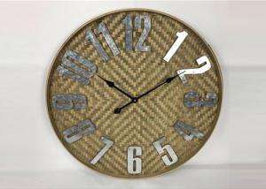 China ZYWSC001 27.5&quot; Farmhouse Bamboo Rattan Round Wall Clock Country Style For Wall Decor wholesale